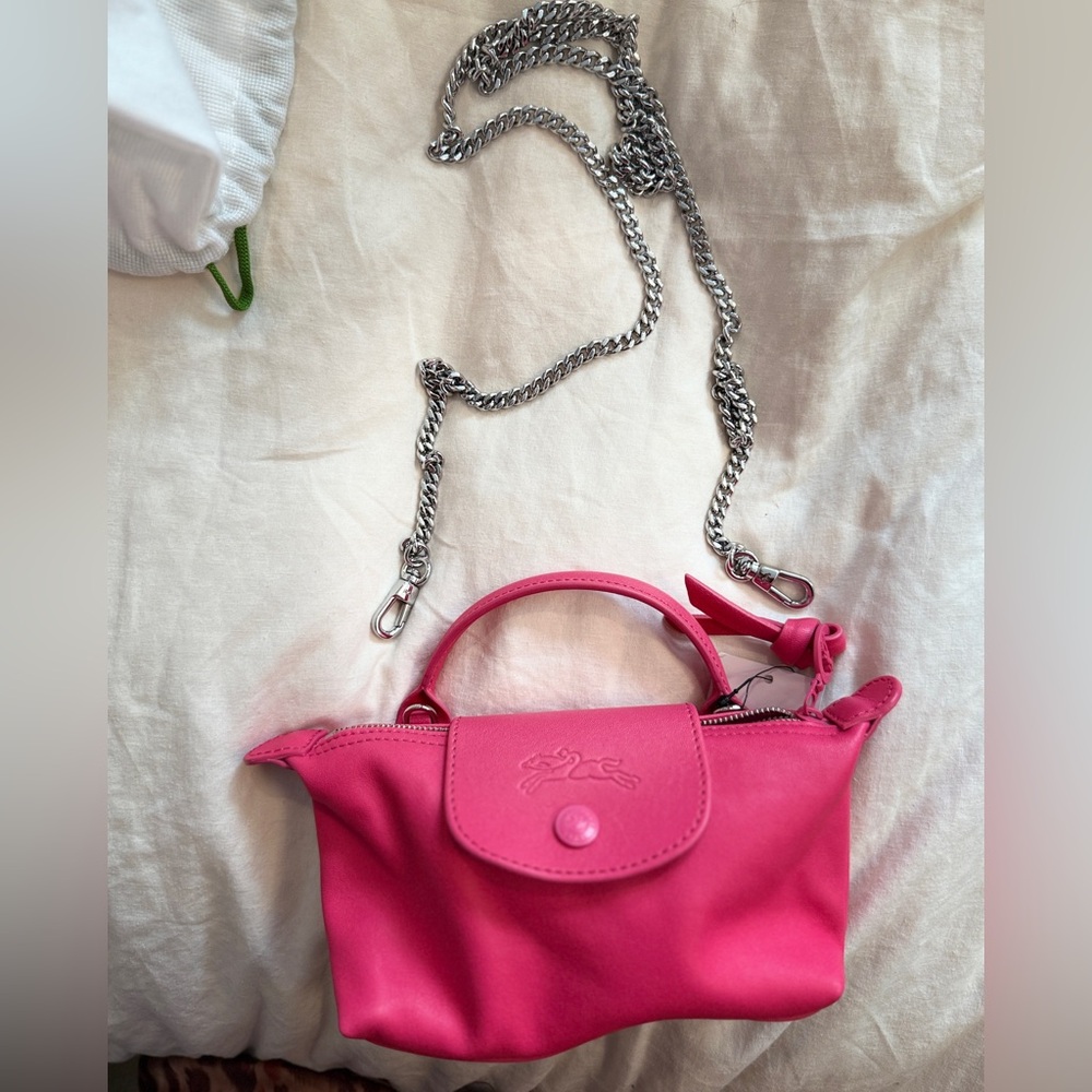 NWT Longchamp Le Pliage Pink Leather Mini Handbag - Picture 3 of 5